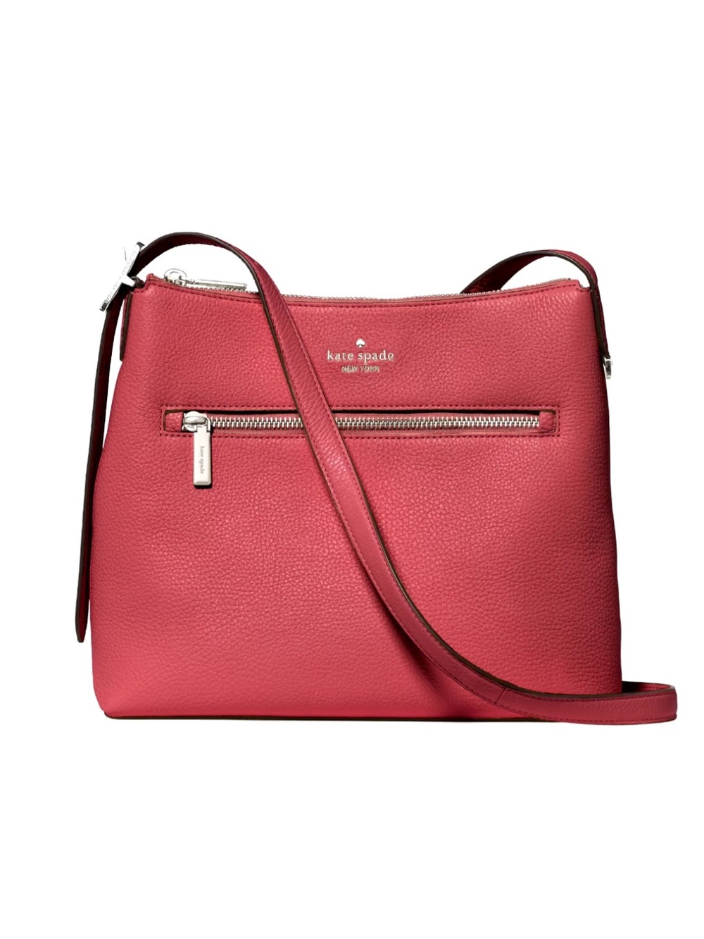 New Kate Spade 454 Large Swingpack Buckle Crossbody Pebble Leather Red Jasper